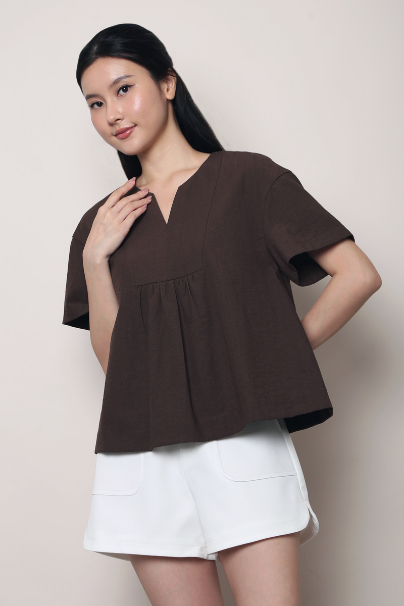 Tods V2 Notch Neck Top Brown (Backorder)