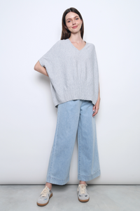 Tomo Batwing Knit Blouse Ash Grey