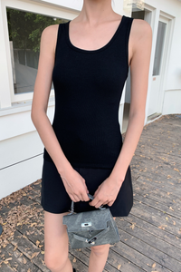 Tria Ribbed Tank Top Black