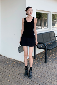 Tria Ribbed Tank Top Black