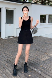 Tria Ribbed Tank Top Black