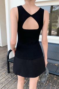 Tria Ribbed Tank Top Black