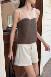 Valentina Mesh Sweetheart Top Brown