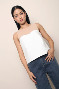 Valentina Mesh Sweetheart Top White