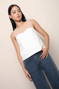 Valentina Mesh Sweetheart Top White