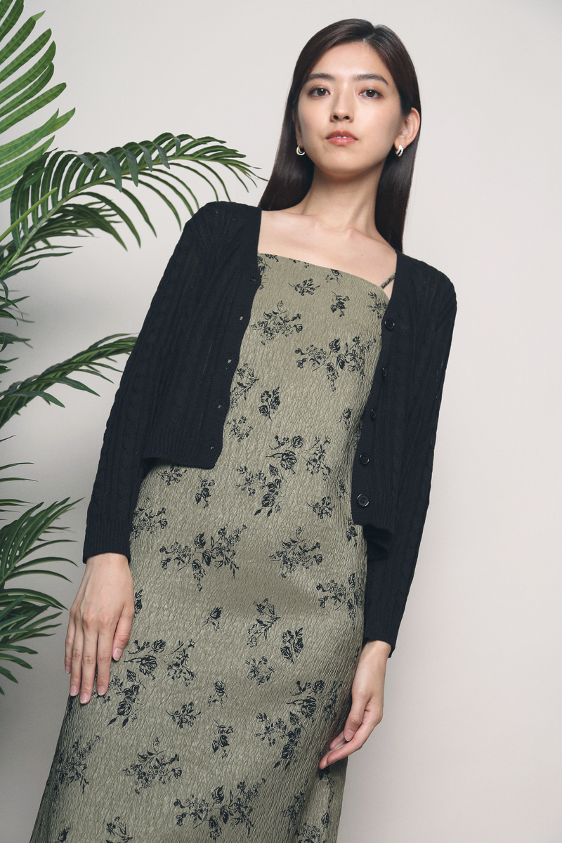 Valrose Cable Knit Cardigan Black