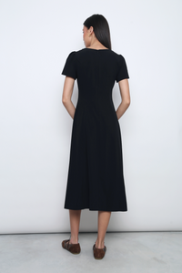 Venezia Fit Flare Midi Dress Black (Restock)