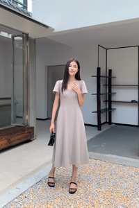 Venezia Fit Flare Midi Dress Cocoa (Restock)