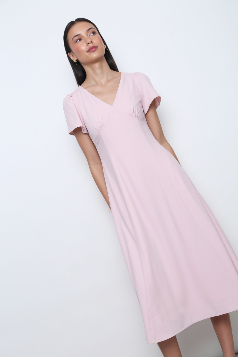 Venezia Fit Flare Midi Dress Blush