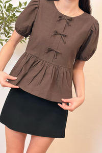 Vianne Bow Blouse Brown
