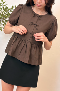 Vianne Bow Blouse Brown