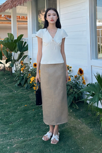Victoria V Neck Shift Blouse Ivory (Retsock)