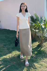 Victoria V Neck Shift Blouse Ivory (Retsock)