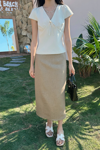 Victoria V Neck Shift Blouse Ivory (Retsock)