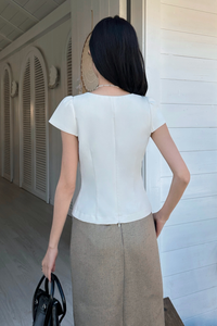 Victoria V Neck Shift Blouse Ivory (Retsock)