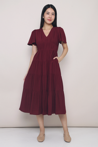 Viola Tier Maxi Dress Burgundy