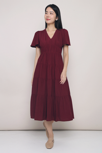 Viola Tier Maxi Dress Burgundy