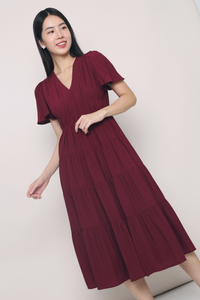 Viola Tier Maxi Dress Burgundy