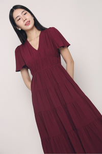 Viola Tier Maxi Dress Burgundy