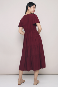 Viola Tier Maxi Dress Burgundy