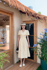 Viola Tier Maxi Dress Vanilla Yellow