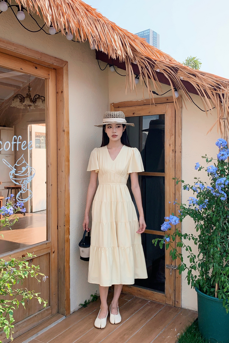 Viola Tier Maxi Dress Vanilla Yellow