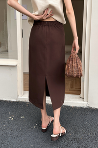 Work to Wine Midi Skirt Brown (Backorder)