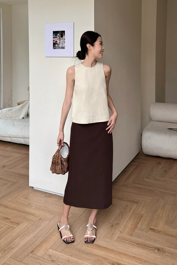Work to Wine Midi Skirt Brown (Backorder)