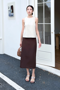 Work to Wine Midi Skirt Brown (Backorder)