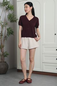 Waffle Town Knit Blouse Burgundy