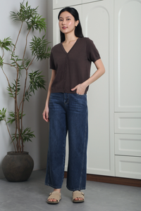Waffle Town Knit Blouse Chestnut Brown