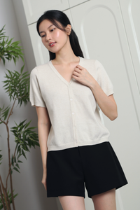 Waffle Town Knit Blouse Cream