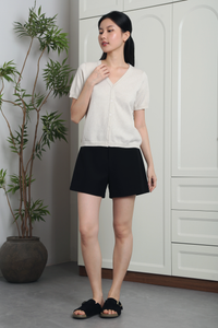 Waffle Town Knit Blouse Cream