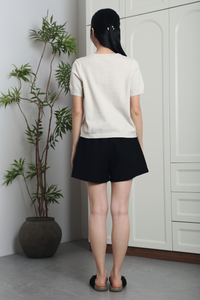 Waffle Town Knit Blouse Cream