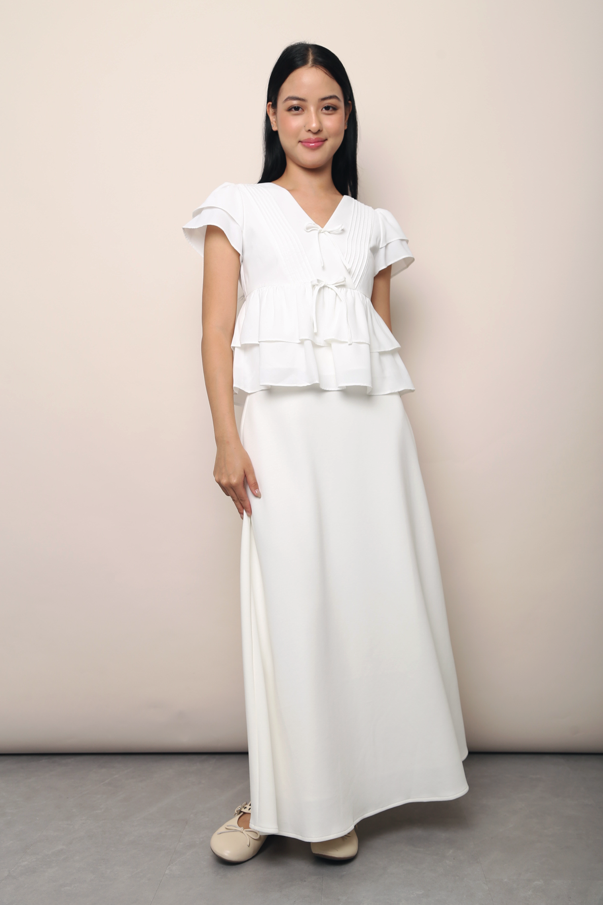 Waltz Skater Midi Skirt White