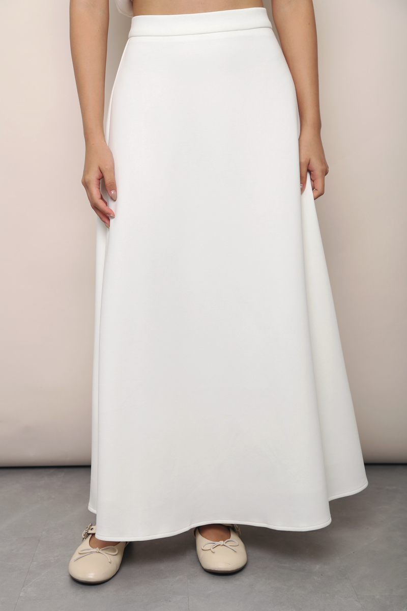 Waltz Skater Midi Skirt White