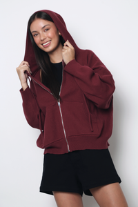 Warm Hug V2 Knit Hoodie Burgundy (Backorder)