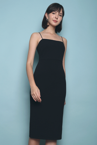 Wenni Strappy Pencil Midi Dress Black