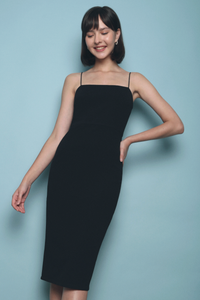 Wenni Strappy Pencil Midi Dress Black