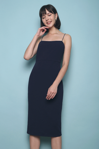 Wenni Strappy Pencil Midi Dress Navy