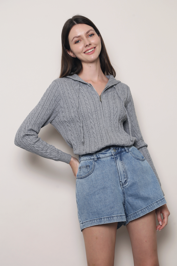 Westbourne Cable Knit Hoodie Grey (Backorder)