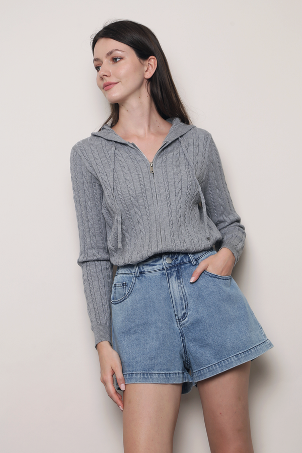 Westbourne Cable Knit Hoodie Grey (Backorder)