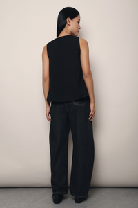 Windsor Button Down Swing Top Black