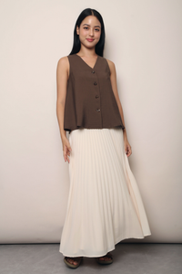 Windsor Button Down Swing Top Chestnut Brown