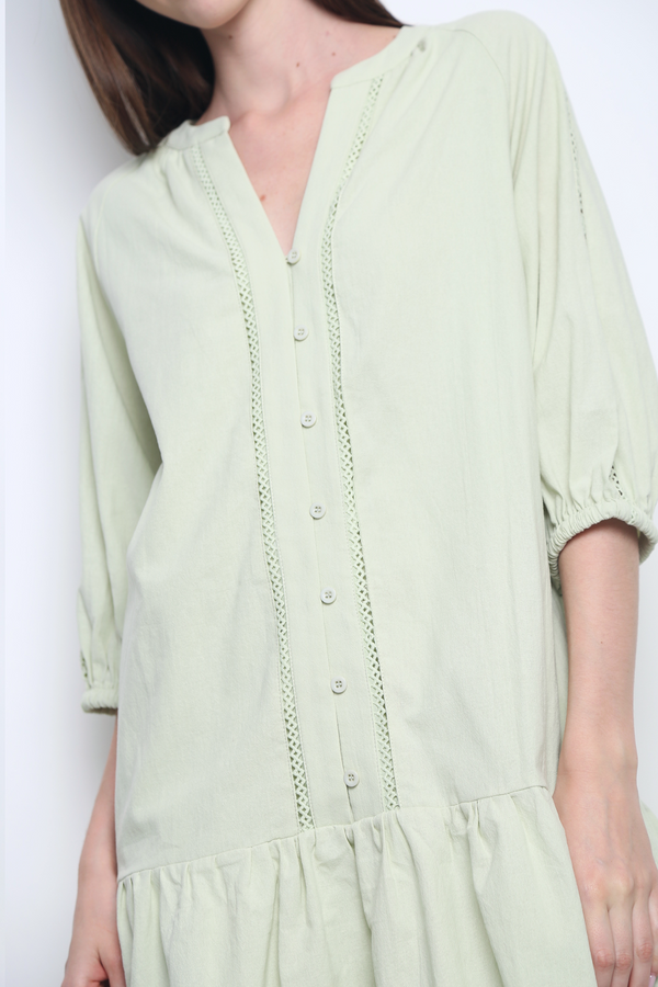Wisteria Dropwaist Eyelet Dress Sage