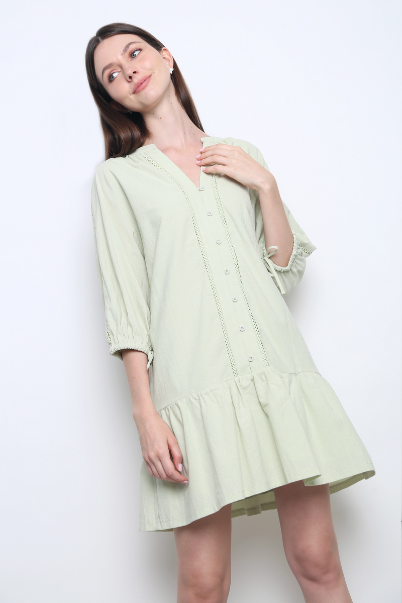Wisteria Dropwaist Eyelet Dress Sage Hollyhoque Wisteria Dropwaist Eyelet Dress Sage Hollyhoque