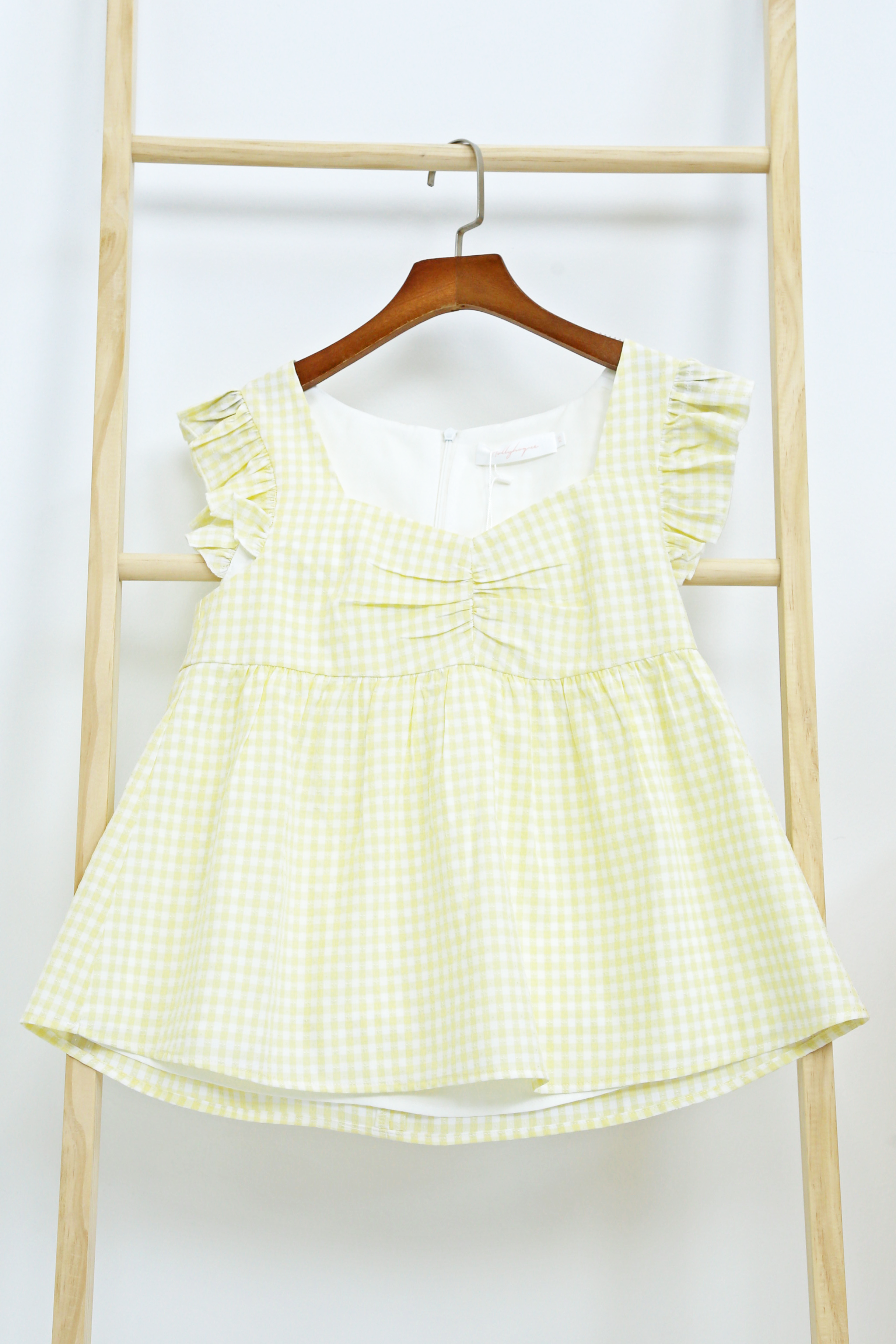 Naomi Picnic Gingham Blouse Vanilla Yellow