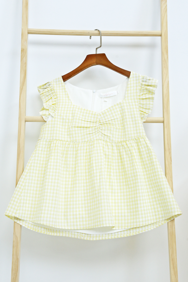 Naomi Picnic Gingham Blouse Vanilla Yellow