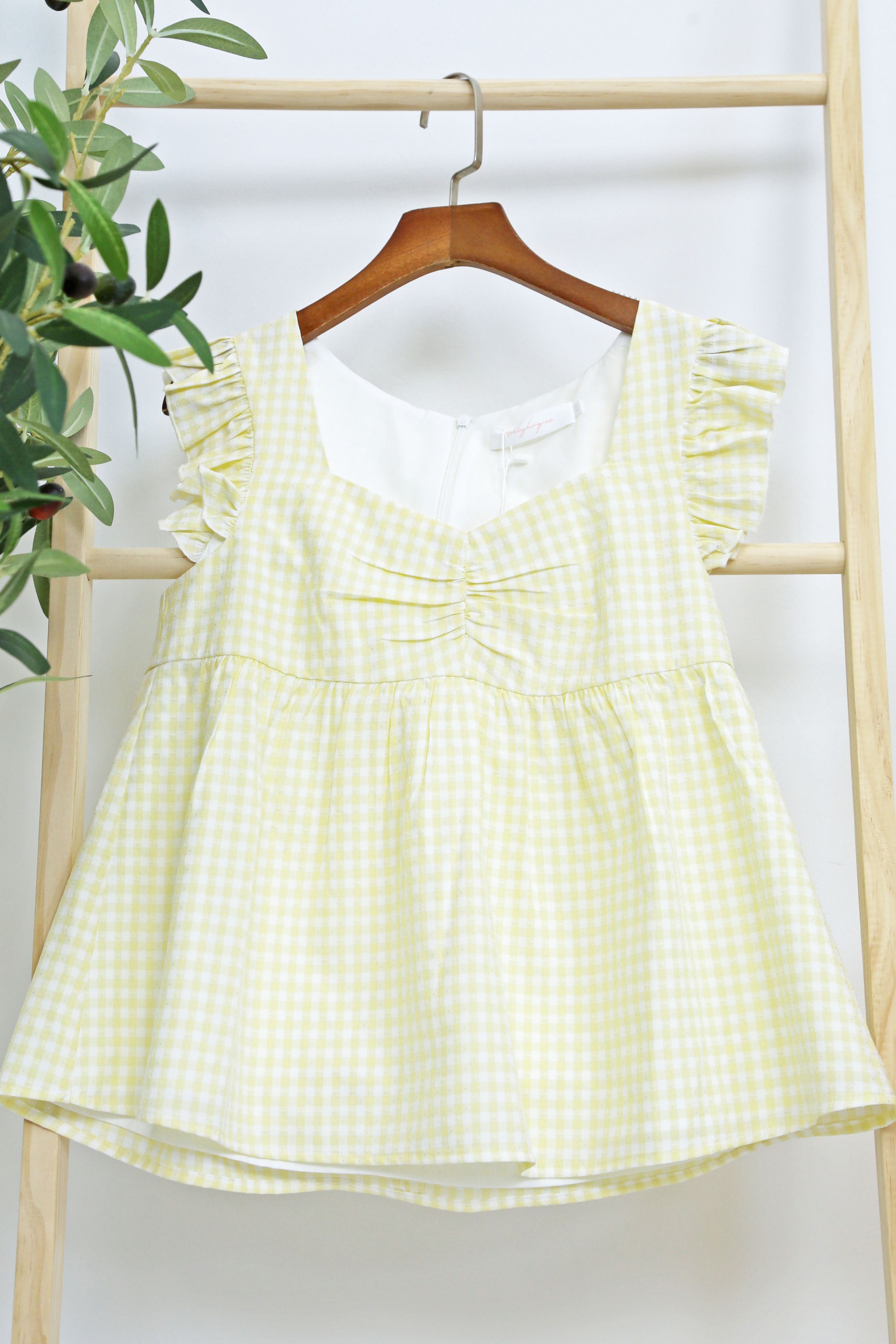 Naomi Picnic Gingham Blouse Vanilla Yellow