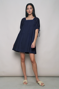 Andre Square Neck Dress Navy (Restock)